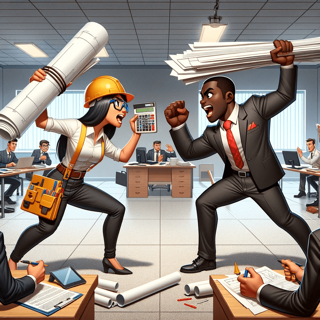 Engineers and Salespeople fighting